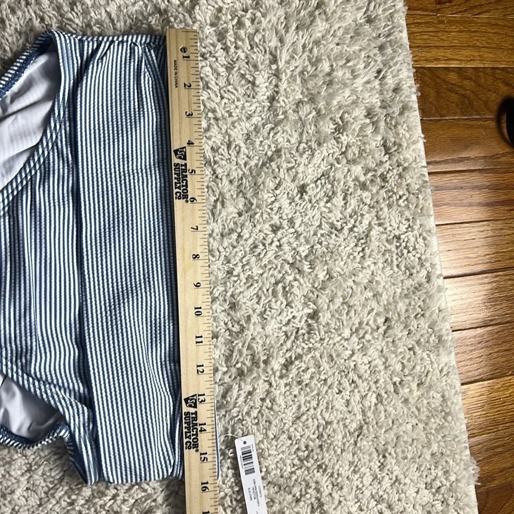 SOMA BLUE/WHITE SEERSUCKER HIGH WAIST SWIM BOTTOMS NWT SIZE LARGE